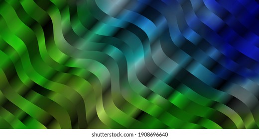 Light Blue, Green vector pattern with wry lines. Colorful illustration with curved lines. Pattern for booklets, leaflets.