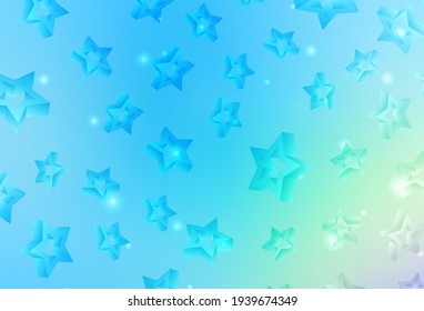 Light Blue, Green vector pattern with christmas stars. Modern geometrical abstract illustration with stars. Pattern for astrology websites.