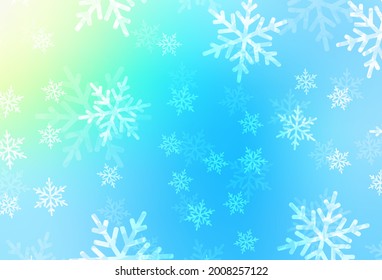 Light Blue, Green vector pattern in Christmas style. Simple gradient illustration with Christmas attributes. Best design for a college poster, banner.