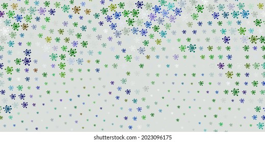 Light Blue, Green vector pattern with coronavirus elements. Colorful abstract illustration with gradient medical shapes. Best design for quarantine events.