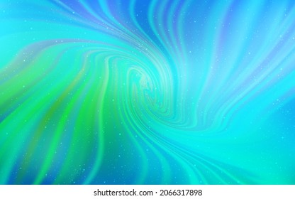 Light Blue, Green vector pattern with night sky stars. Shining illustration with sky stars on abstract template. Best design for your ad, poster, banner.