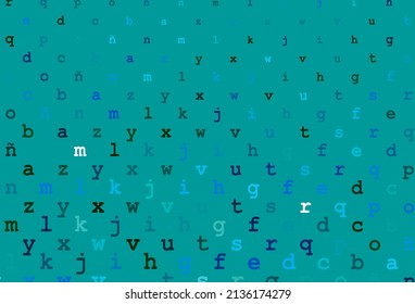 Light blue, green vector pattern with ABC symbols. Modern geometrical illustration with ABC english symbols. The pattern can be used as ads, poster, banner for books.