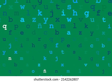 Light blue, green vector pattern with ABC symbols. Abstract illustration with colored latin alphabet. Template can be used as a background for ads of typography.