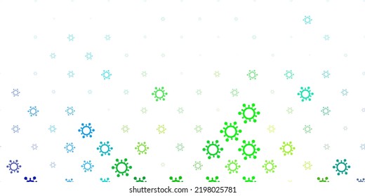 Light Blue, Green vector pattern with coronavirus elements. Colorful  gradient illness symbols in simple abstract style. Simple design against epidemic information.