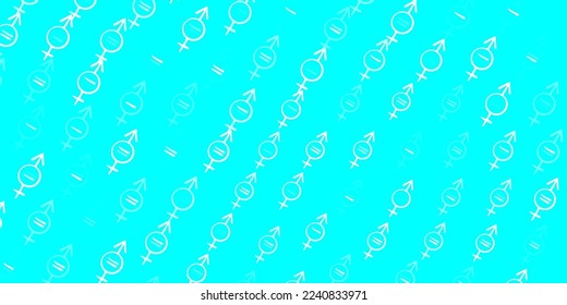 Light Blue, Green vector pattern with feminism elements. Illustration with signs of women strength and power. Design for International Women Day.