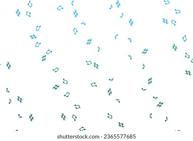 Light Blue, Green vector pattern with music elements. Shining illustration of colorful gradient music notes. Modern design for wallpapers.