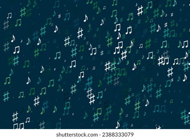 Light Blue, Green vector pattern with music elements. Shining illustration of colorful gradient music notes. Pattern for websites of musitians.