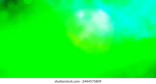 Light Blue, Green vector pattern with spheres. Illustration with set of shining colorful abstract spheres. Pattern for websites.