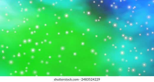 Light Blue, Green vector pattern with abstract stars. Shining colorful illustration with small and big stars. Pattern for wrapping gifts.