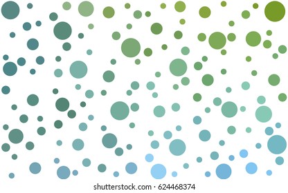 Light Blue, Green vector pattern with colored spheres. Geometric sample of repeating circles on white background in halftone style.