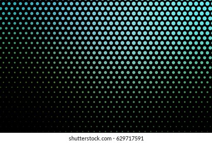 Light Blue, Green vector pattern with colored spheres. Geometric sample of repeating circles on white background in halftone style.