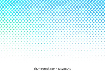 Light Blue, Green vector pattern with colored spheres. Geometric sample of repeating circles on white background in halftone style.