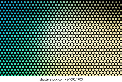 Light Blue, Green vector pattern with colored spheres. Geometric sample of repeating circles on white background in halftone style.