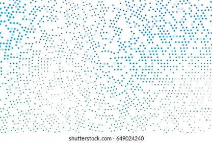 Light Blue, Green vector pattern with colored spheres. Geometric sample of repeating circles on white background in halftone style.