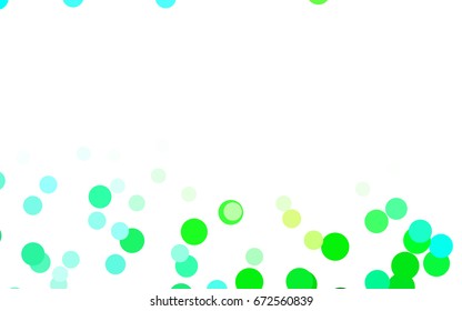 Light Blue, Green vector pattern with colored spheres. Geometric sample of repeating circles on white background in halftone style.