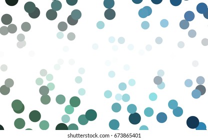 Light Blue, Green vector pattern with colored spheres. Geometric sample of repeating circles on white background in halftone style.