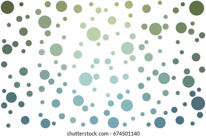 Light Blue, Green vector pattern with colored spheres. Geometric sample of repeating circles on white background in halftone style.