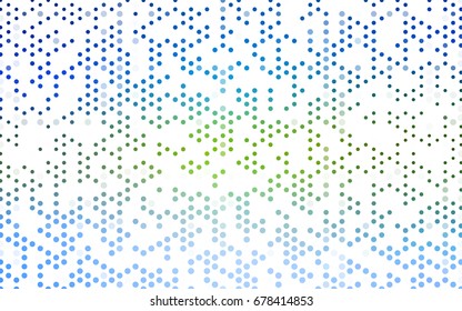 Light Blue, Green vector pattern with colored spheres. Geometric sample of repeating circles on white background in halftone style.