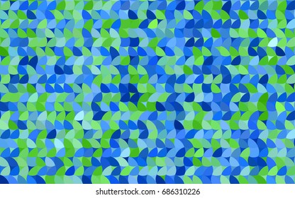 Light Blue, Green vector pattern with colored spheres. Geometric sample of repeating circles on white background in halftone style.