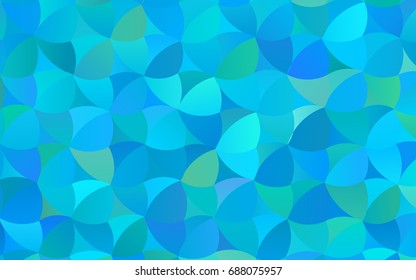 Light Blue, Green vector pattern with colored spheres. Geometric sample of repeating circles on white background in halftone style.