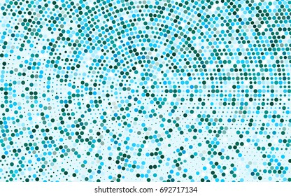 Light Blue, Green vector pattern with colored spheres. Geometric sample of repeating circles on white background in halftone style.