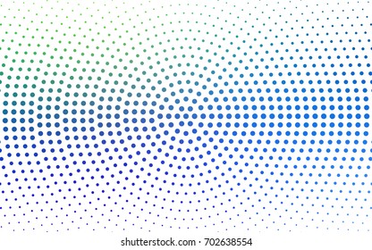 Light Blue, Green vector pattern with colored spheres. Geometric sample of repeating circles on white background in halftone style.