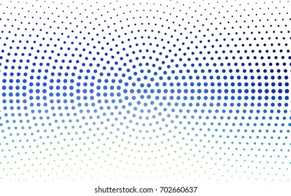 Light Blue, Green vector pattern with colored spheres. Geometric sample of repeating circles on white background in halftone style.