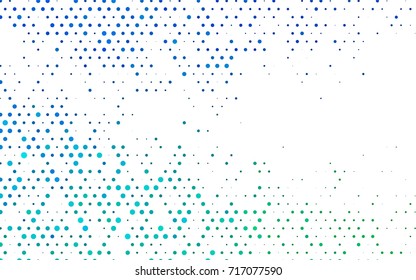 Light Blue, Green vector pattern with colored spheres. Geometric sample of repeating circles on white background in halftone style.