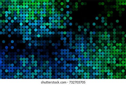 Light Blue, Green vector pattern with colored spheres. Geometric sample of repeating circles on white background in halftone style.