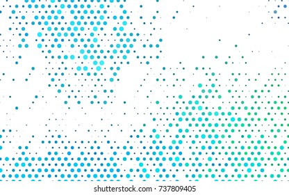 Light Blue, Green vector pattern with colored spheres. Geometric sample of repeating circles on white background in halftone style.