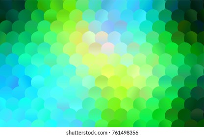 Light Blue, Green vector pattern with colored spheres. Geometric sample of repeating circles on white background in halftone style.