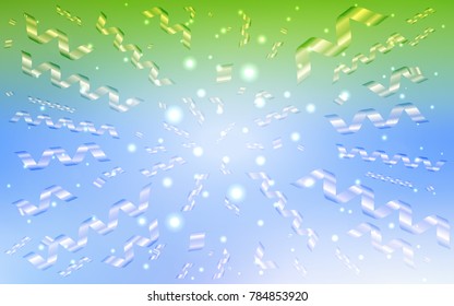 Light Blue, Green vector pattern with christmas ribbons. Beautiful colored illustration with ribbon in celebration style. The template can be used as a background for postcards.