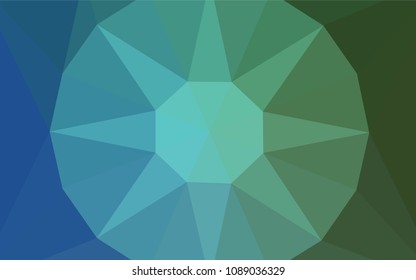 Light Blue, Green vector polygon abstract backdrop with a gem in a centre. Illustration in abstract style with triangles. Best triangular design for your business.
