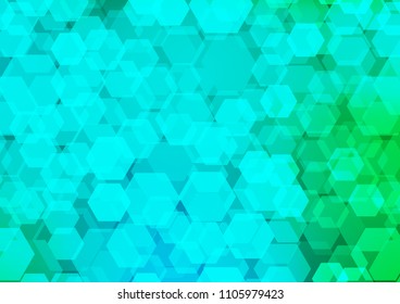 Light Blue, Green vector polygon abstract template. Shining illustration, which consist of hexagons. A new texture for your design.