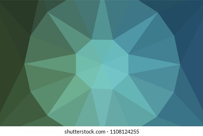 Light Blue, Green vector polygon abstract background with a gem in a centre. Colorful illustration with gradient. A completely new design for your leaflet.