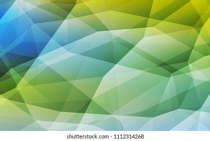 Light Blue, Green vector polygon abstract background. Triangular geometric sample with gradient.  Template for cell phone's backgrounds.