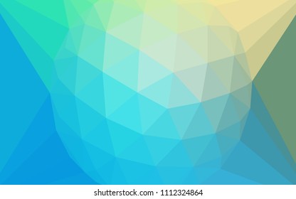 Light Blue, Green vector polygon abstract backdrop with a gem in a centre. Illustration in Origami style with gradient.  Brand new design for your business.