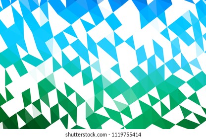 Light Blue, Green vector polygon abstract layout. Triangular geometric sample with gradient.  The polygonal design can be used for your web site.