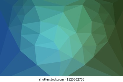 Light Blue, Green vector polygon abstract backdrop with a heart in a centre. Colorful abstract illustration with triangles. A completely new design for your leaflet.