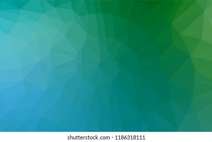 Light Blue, Green vector polygon abstract backdrop. Triangular geometric sample with gradient.  The textured pattern can be used for background.