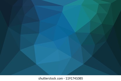 Light Blue, Green vector polygon abstract layout with a heart in a centre. A sample with polygonal shapes. New template for your brand book.