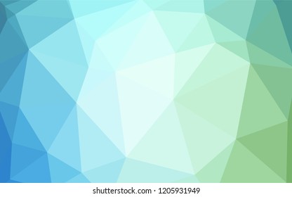 Light Blue, Green vector polygon abstract backdrop. Shining polygonal illustration, which consist of triangles. Polygonal design for your web site.