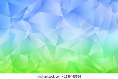 Light Blue, Green vector polygon abstract backdrop. Shining polygonal illustration, which consist of triangles. Template for cell phone's backgrounds.
