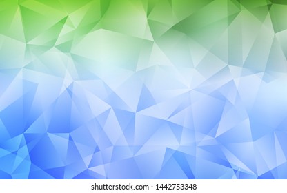 Light Blue, Green vector polygon abstract background. Creative illustration in halftone style with triangles. Pattern for a brand book's backdrop.