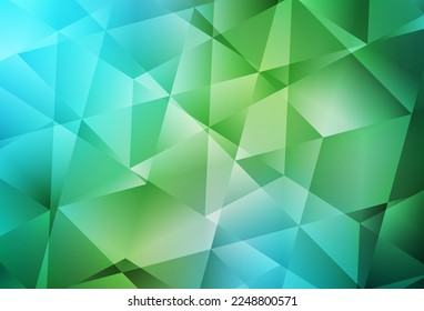 Azul claro, fondo abstracto de polígono vectorial verde. Ilustración poligonal brillante, que consiste en triángulos. Diseño poligonal para su sitio web.