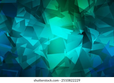 Fundo abstrato azul claro, polígono vetorial verde. Ilustração abstrata poligonal com gradiente. Padrão triangular para o seu design.
