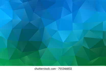 Light Blue, Green vector polygon abstract pattern. Shining colored illustration in a brand-new style. Triangular pattern for your business design.
