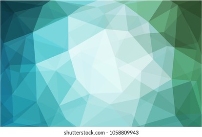 Light Blue, Green vector polygonal illustration, which consist of triangles. Triangular pattern for your business design. Geometric background in Origami style with gradient. 
