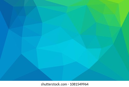 Light Blue, Green vector polygonal background with a heart in a centre. Elegant polygonal illustration with gradient. Polygonal design for your web site.