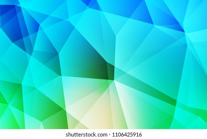 Light Blue, Green vector polygonal template. Triangular geometric sample with gradient.  Brand new style for your business design.